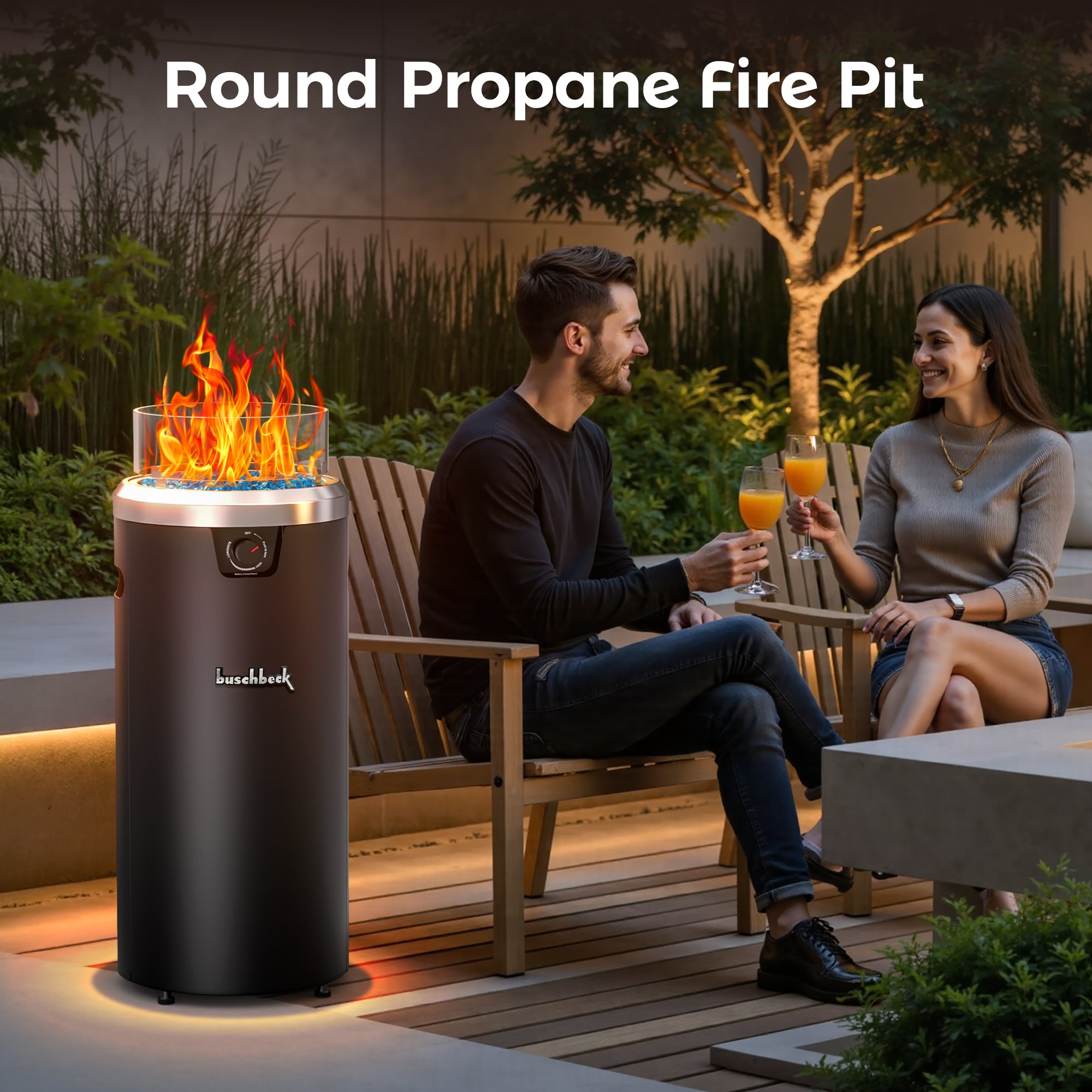 15‘’ Column Round Propane Fire Pit - by Buschbeck