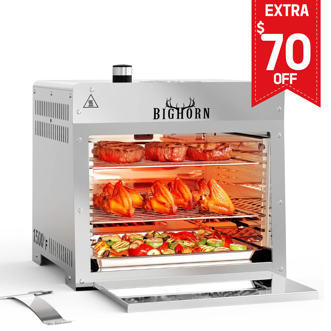 1500℉ Portable Infrared Steak Grill with Pizza Stone, Stainless Steel- 16 Inch