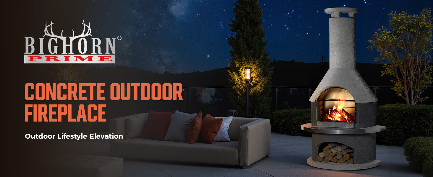 81.9”H Concrete Outdoor Fireplace with Grill