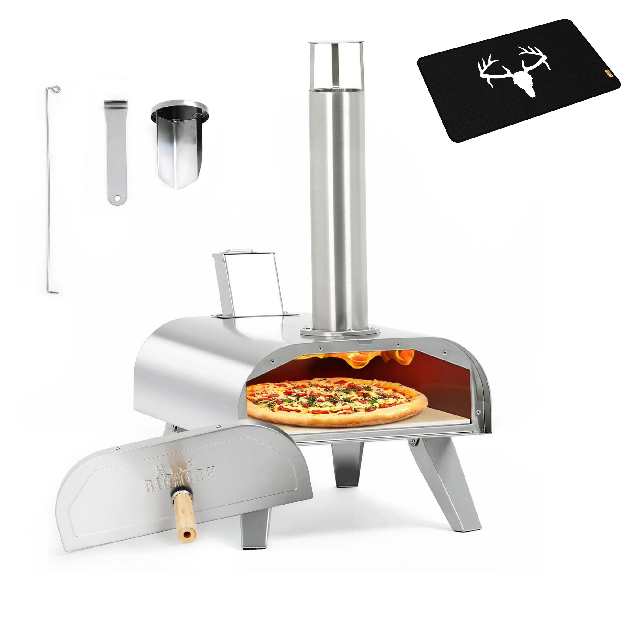 12" Wood Pellet Pizza Oven Fireproof Grill Mat Bundle