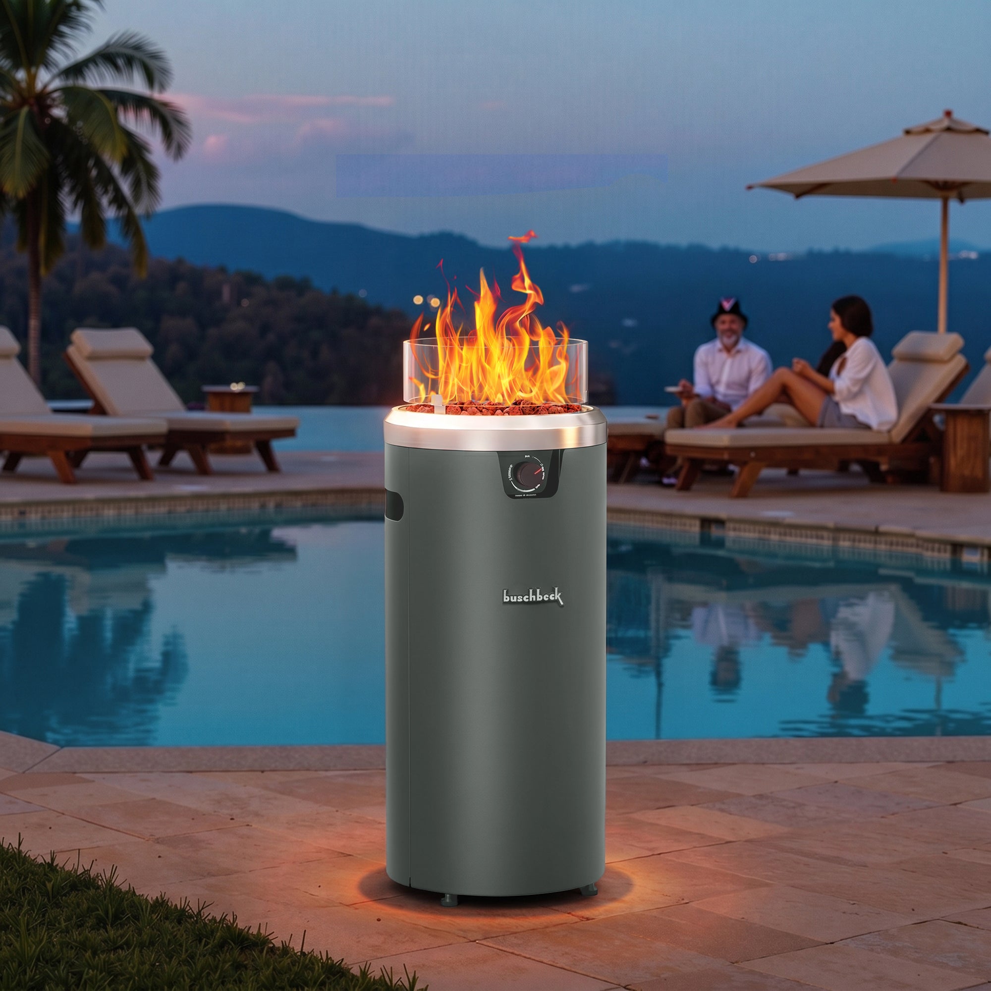 15‘’ Column Round Propane Fire Pit - by Buschbeck