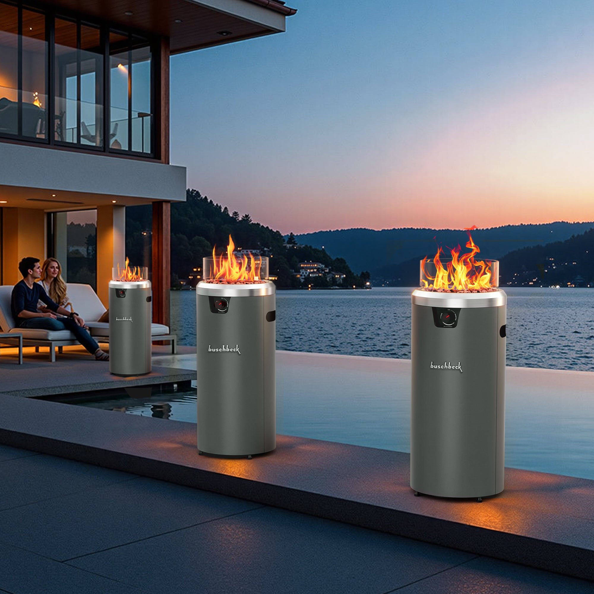 15‘’ Column Round Propane Fire Pit - by Buschbeck