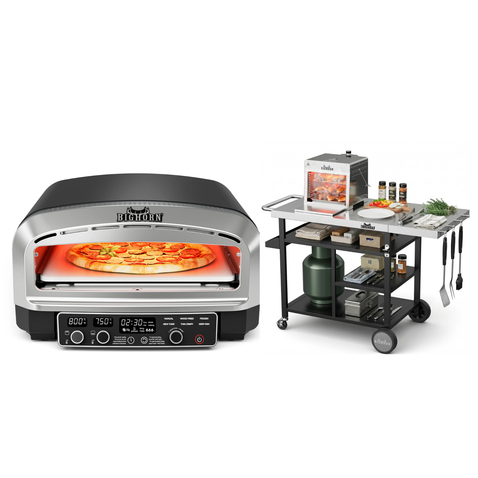 14" Indoor Electric Countertop Pizza Oven Pizza Oven Table Bundle