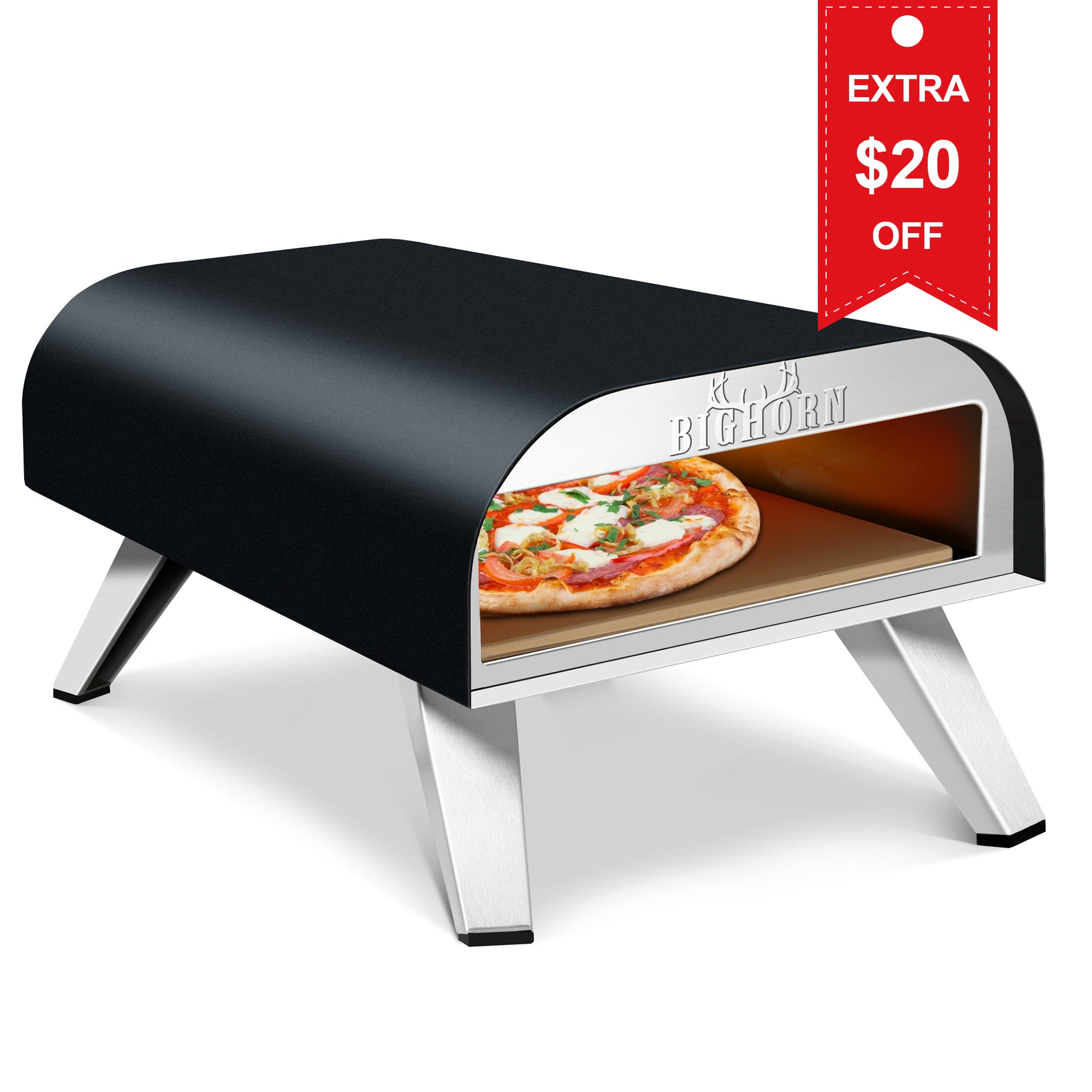 12" Portable Gas Pizza Oven, Black