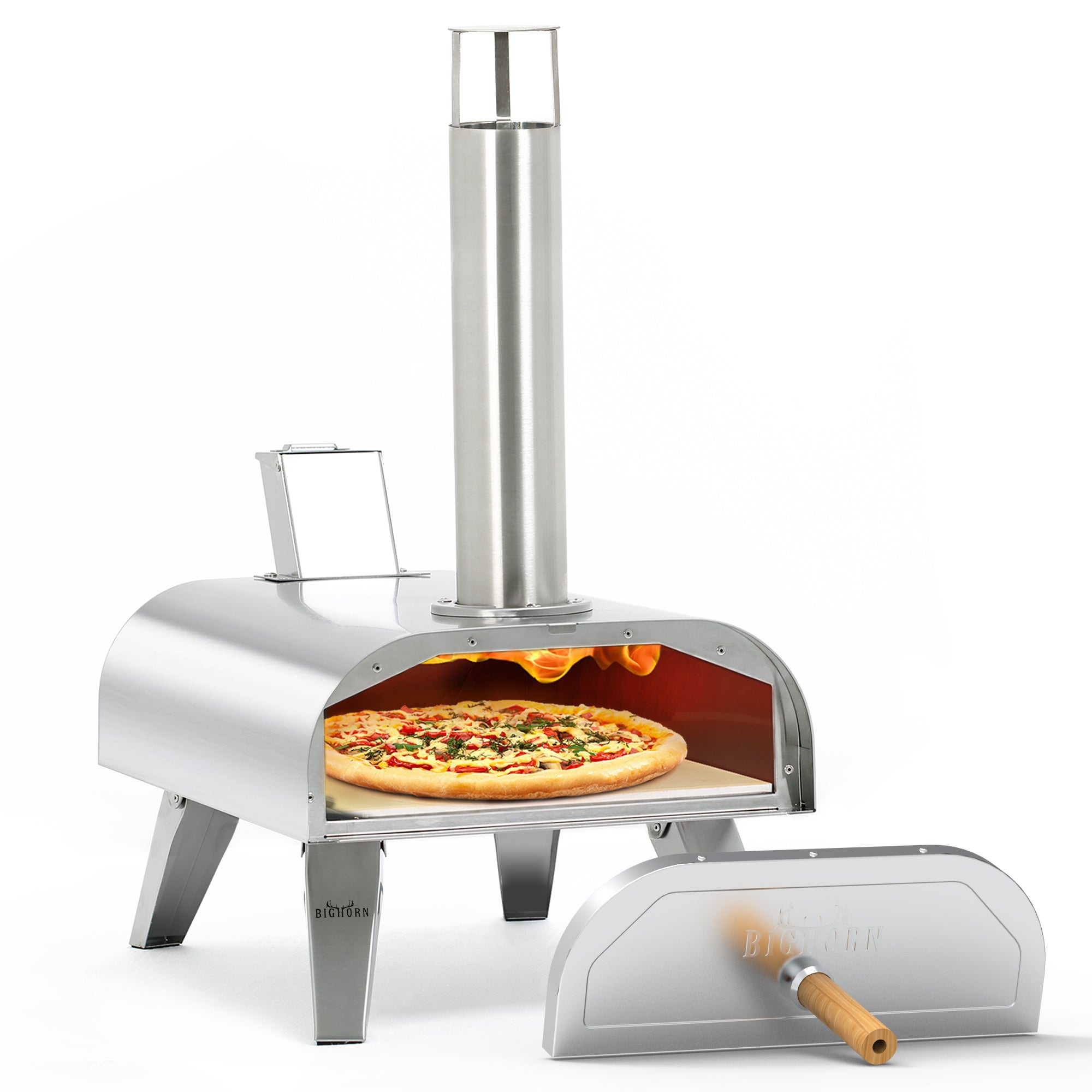12" Wood Pellet Pizza Oven, Black/Sliver