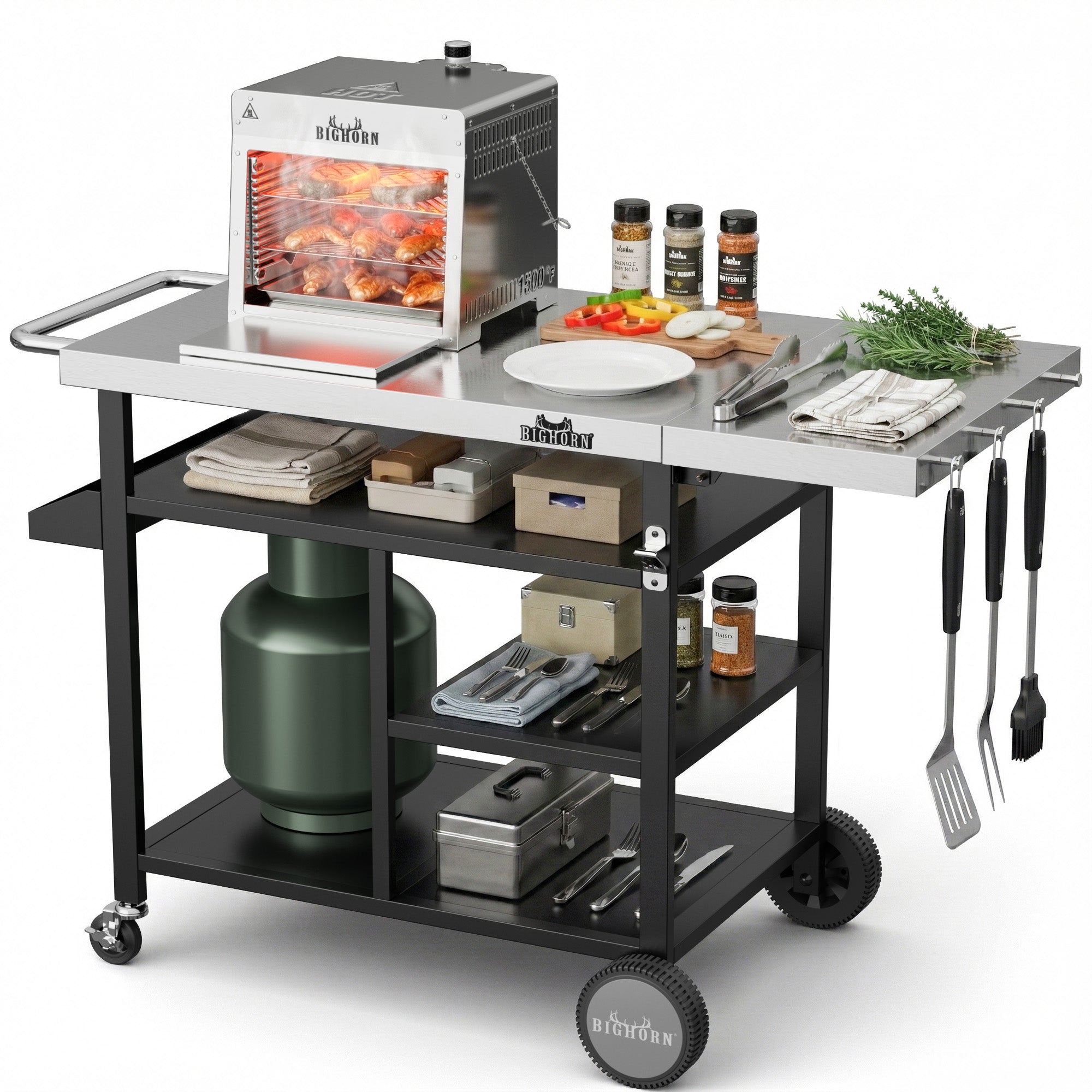 Outdoor Grill Cart & Pizza Oven Table