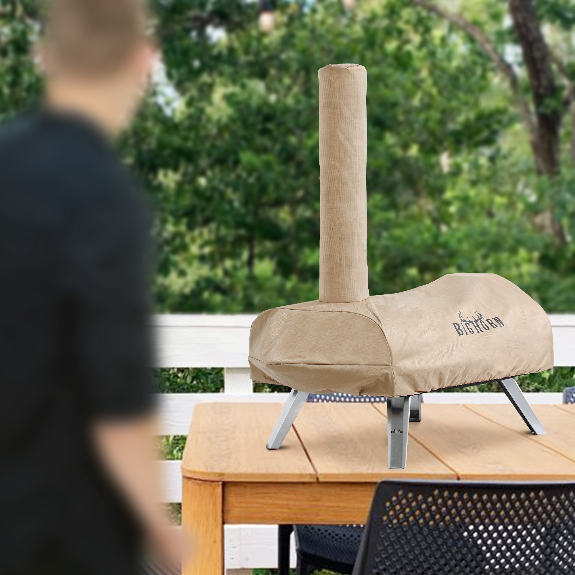 16-inch Pizza Oven Cover by BIG HORN, beige Oxford fabric for all-weather protection