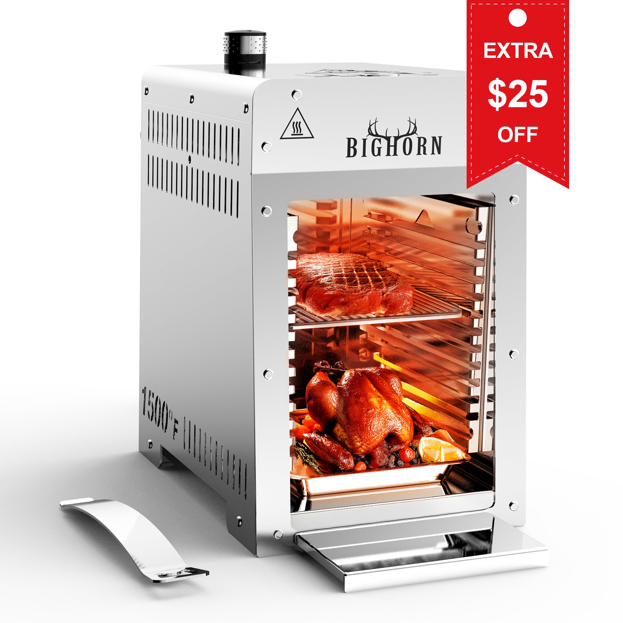 1500℉ Infrared Steak Grill, Portable Propane Gas Grill, Stainless Steel- 9 Inch