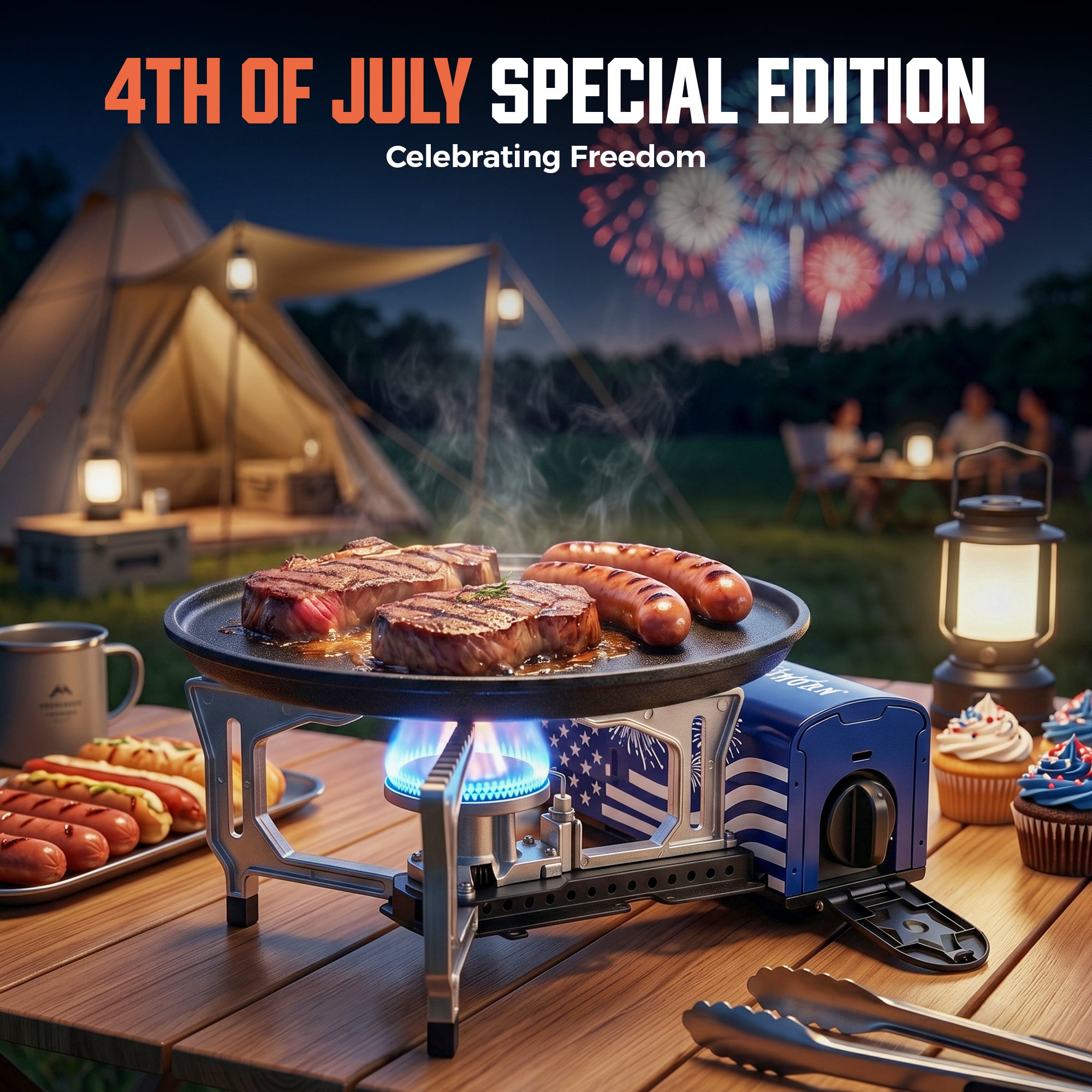 4th of July Special Edition Portable Butane Camping Stove