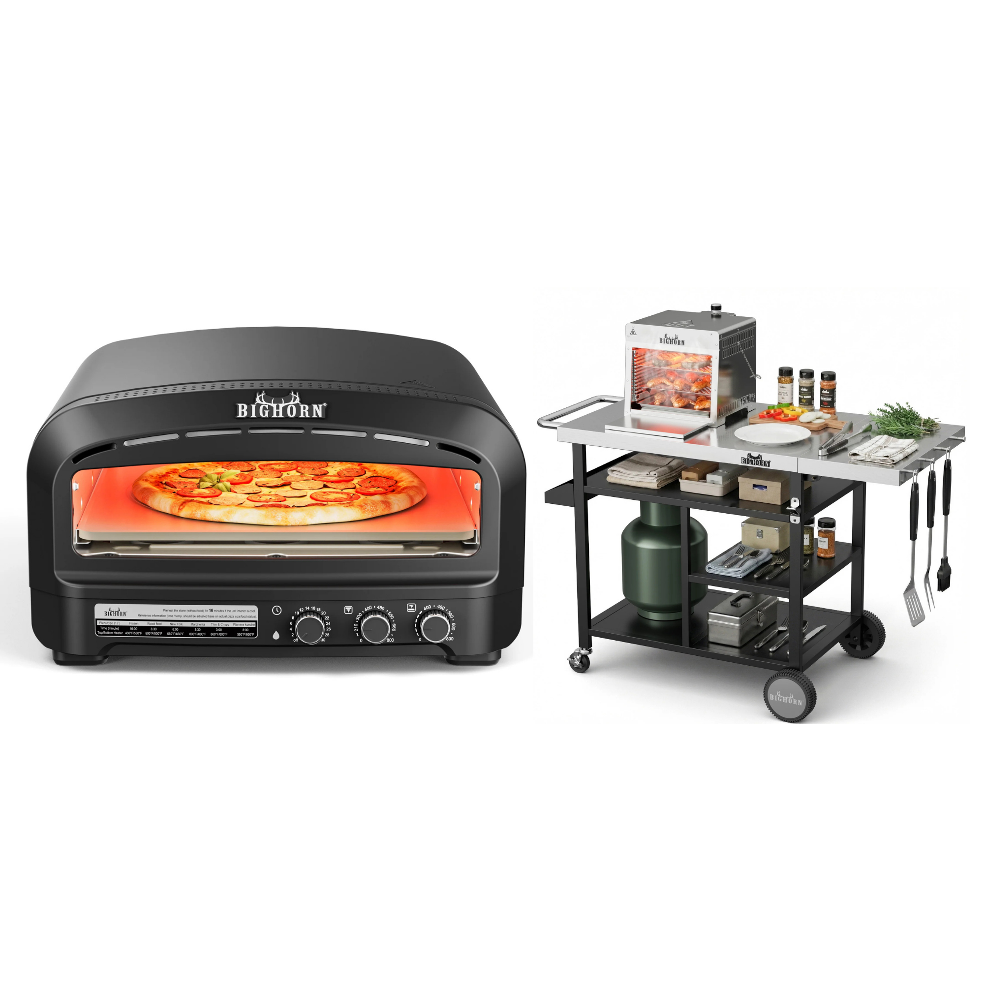 14" Indoor Electric Countertop Pizza Oven Pizza Oven Table Bundle