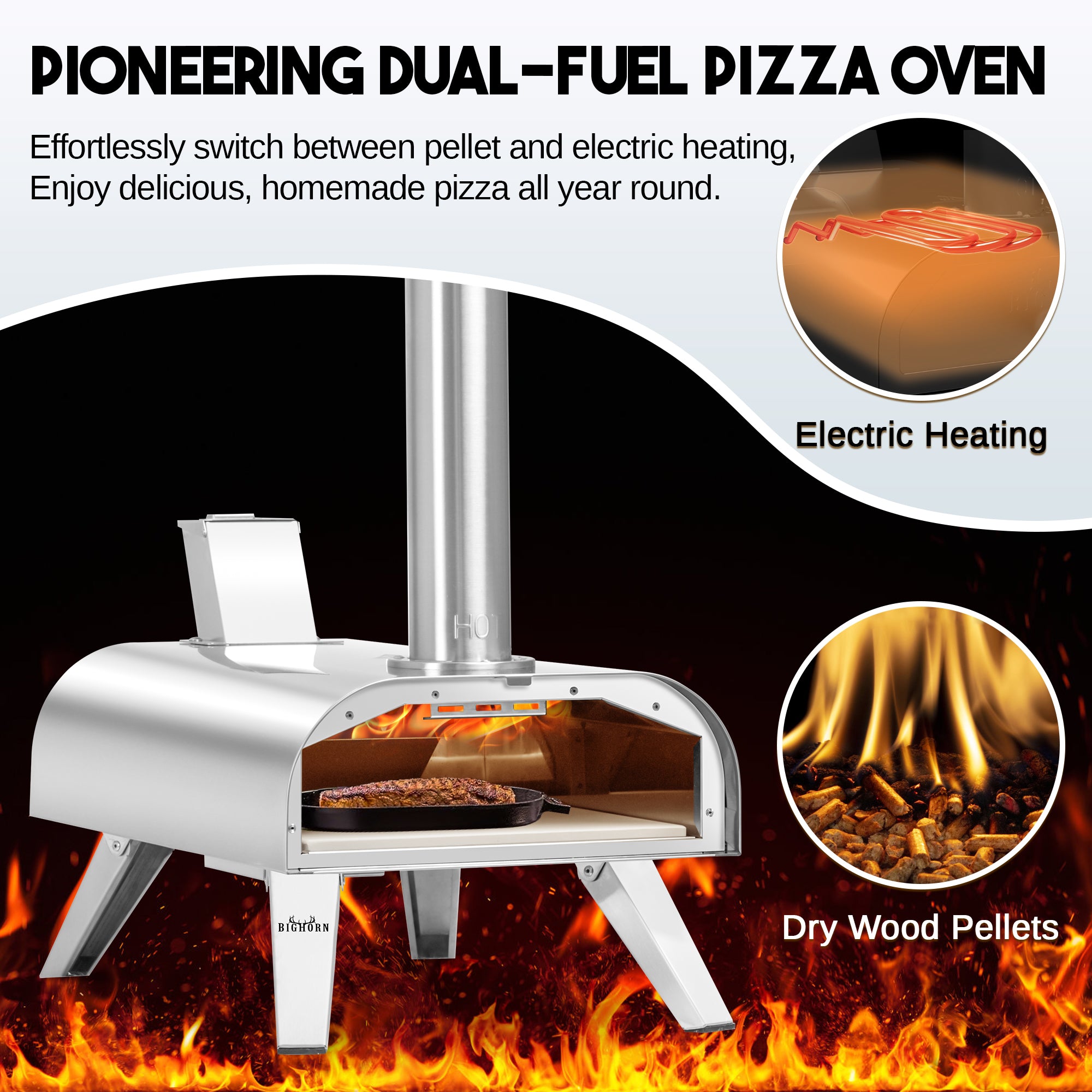 12“ Pellet & Electric Pizza Oven