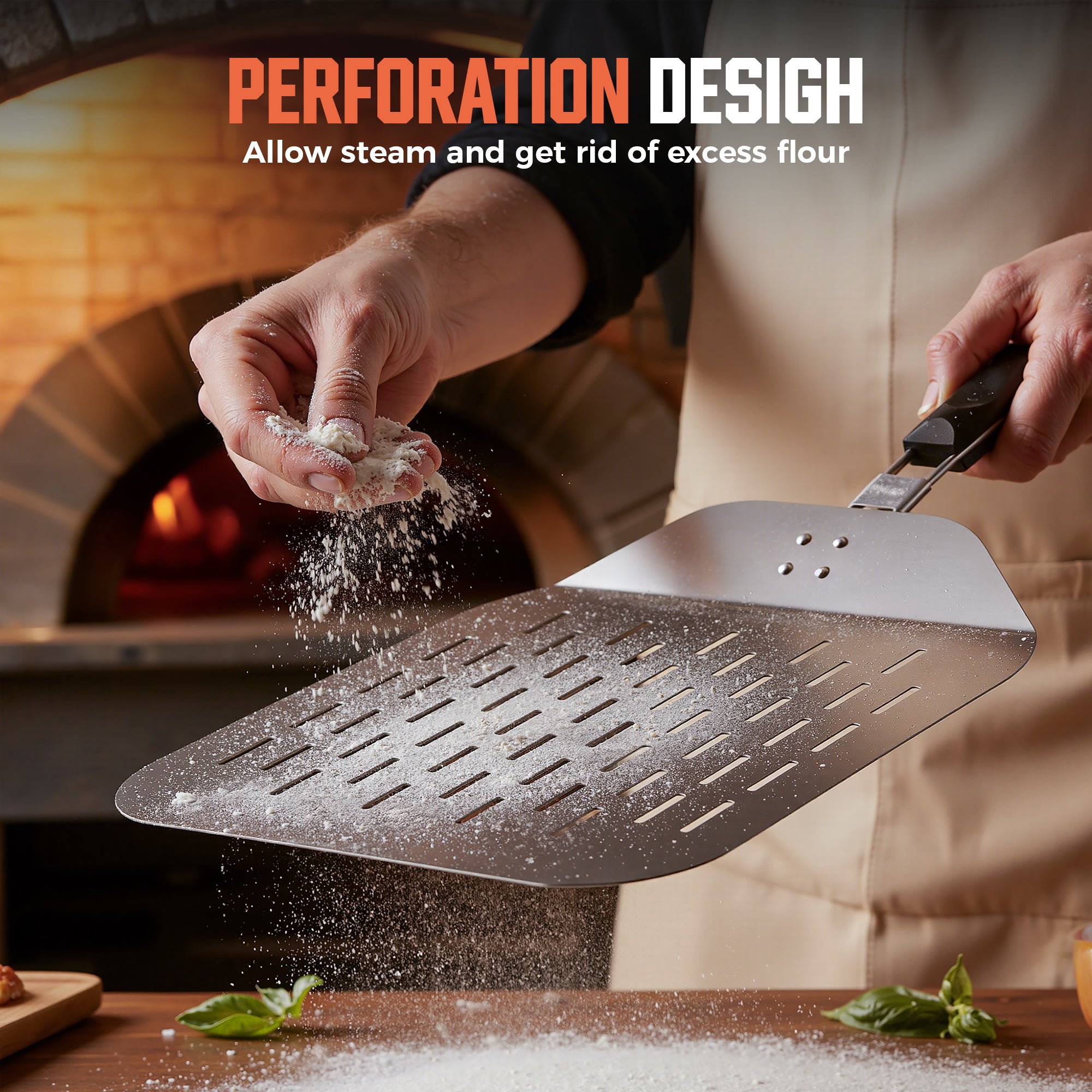 12” Perforated Pizza Peel with Foldable Handle