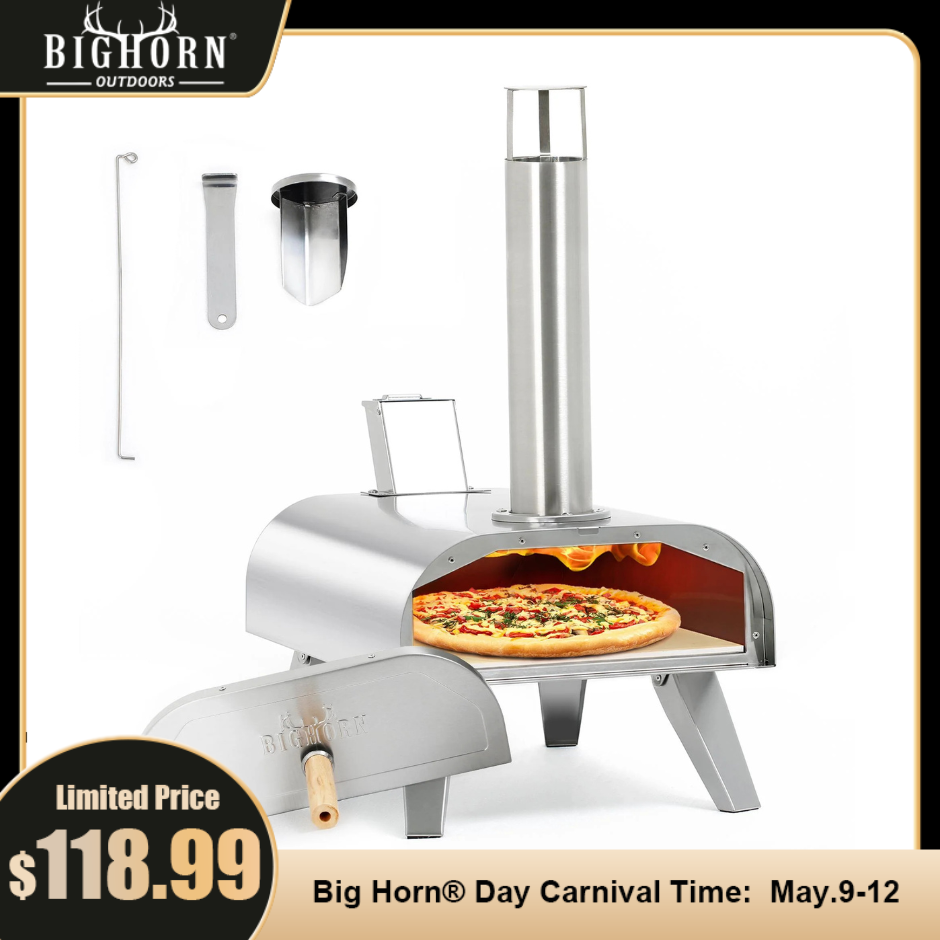 12" Wood Pellet Pizza Oven, Compatible with Gas Burner and Electric Heater Accessories (Sold Separately)
