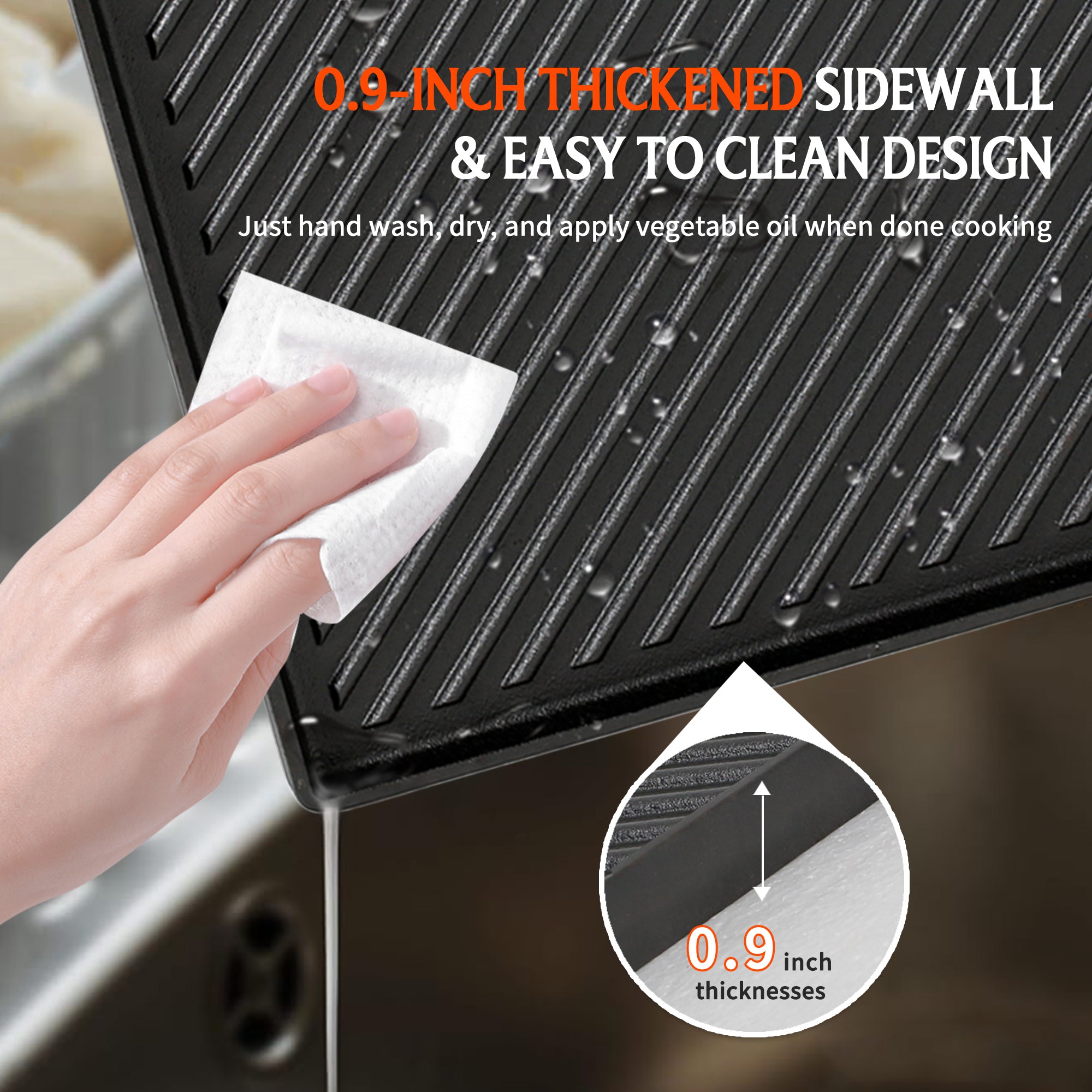 Reversible Cast Iron Grill Griddle Plate