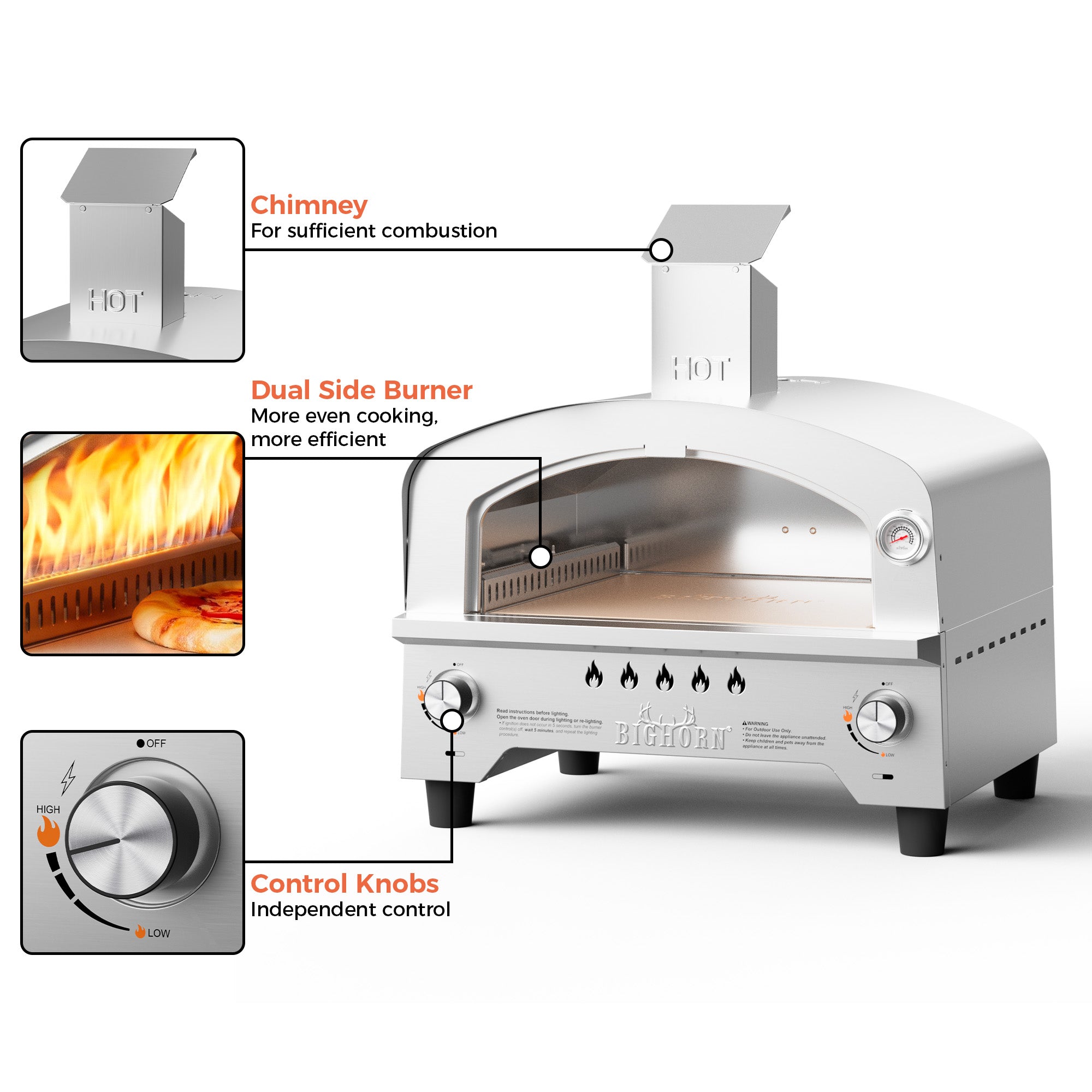 15" Dual Burner Gas Pizza Oven