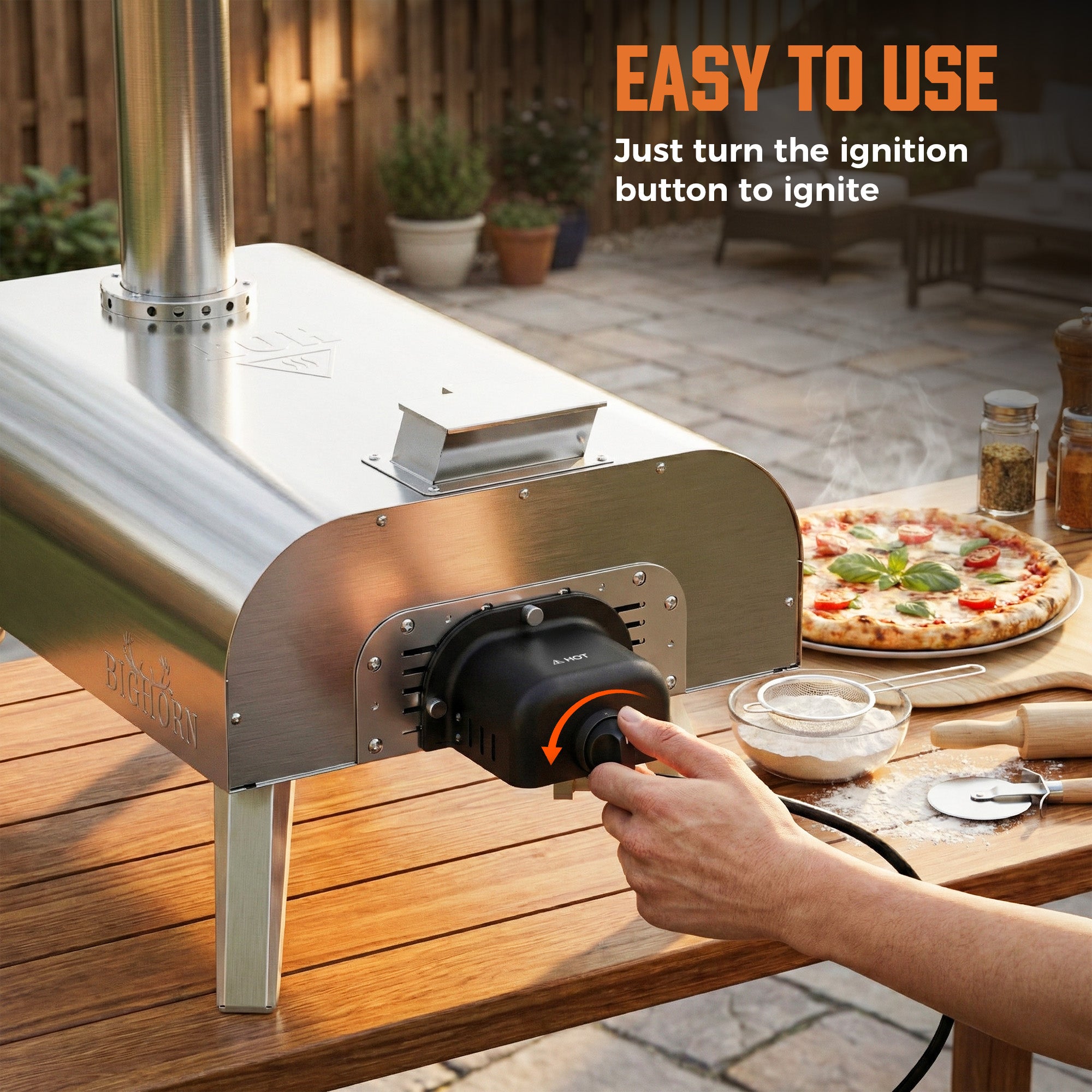 16" Pizza Oven Gas Burner Attachment – Propane with Regulator & Hose