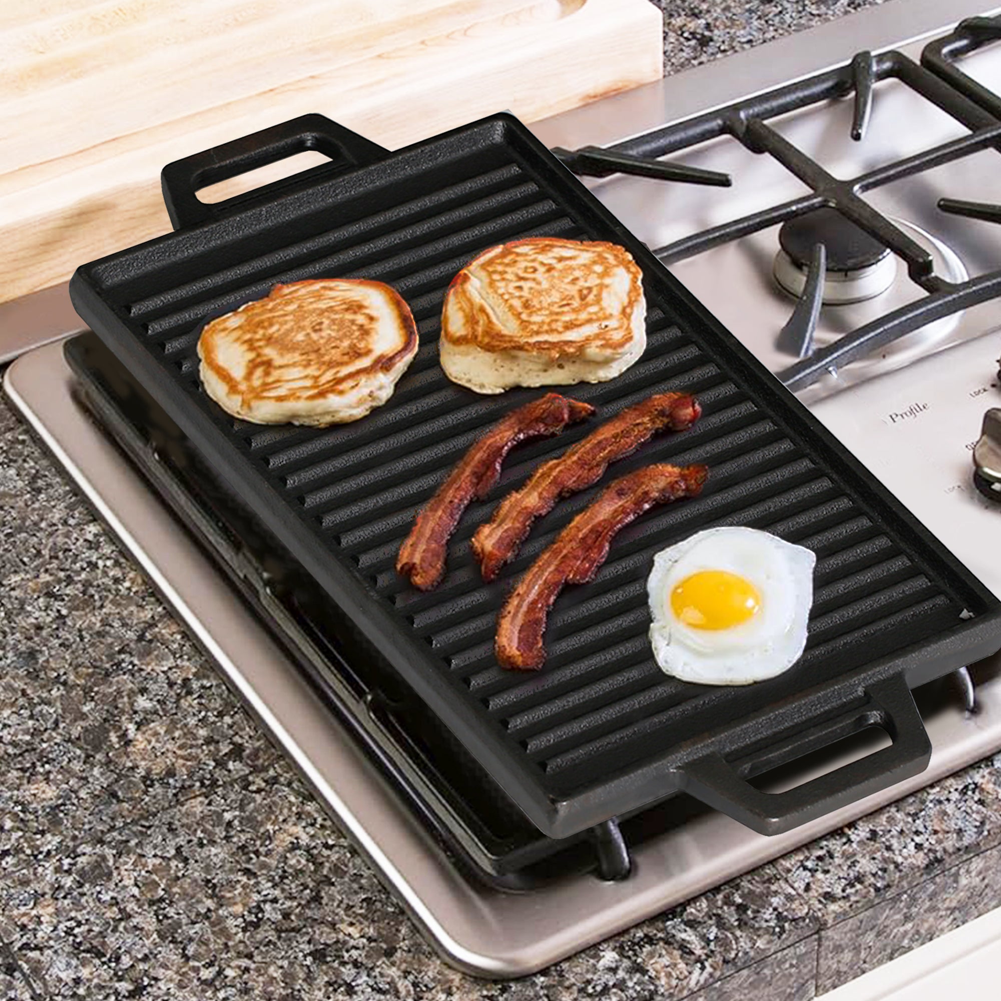 Reversible Cast Iron Grill Griddle Plate