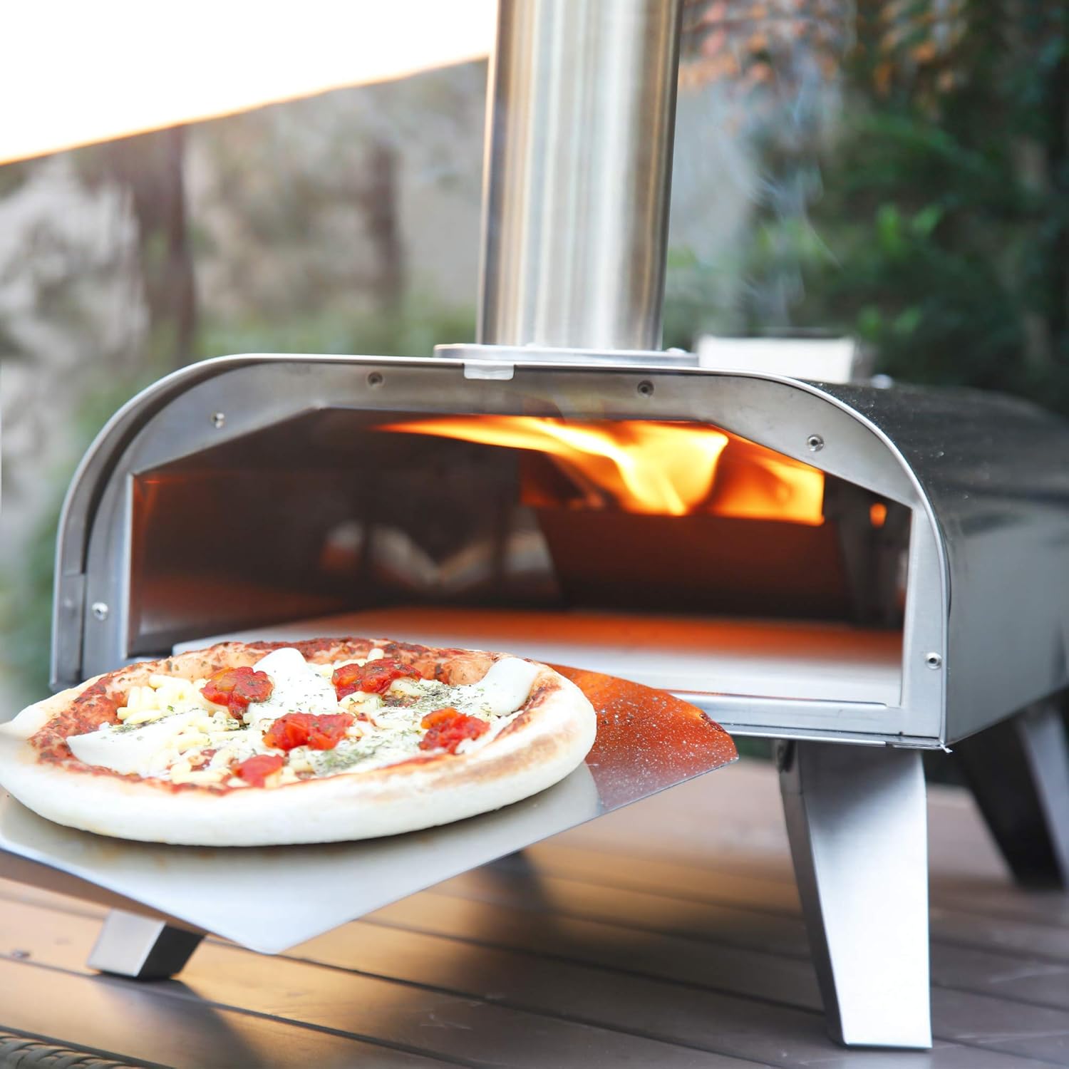 12" Wood Pellet Pizza Oven, Sliver/Black