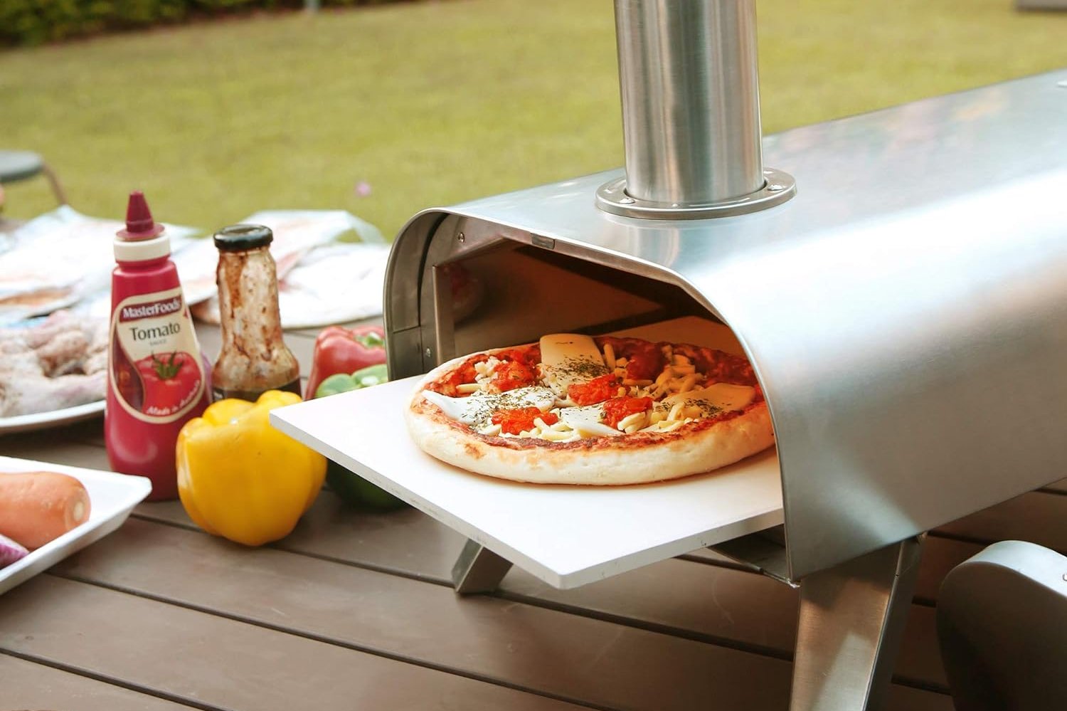 12" Wood Pellet Pizza Oven, Sliver/Black