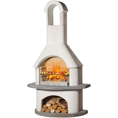 79.9”H Concrete Outdoor Fireplace with Grill
