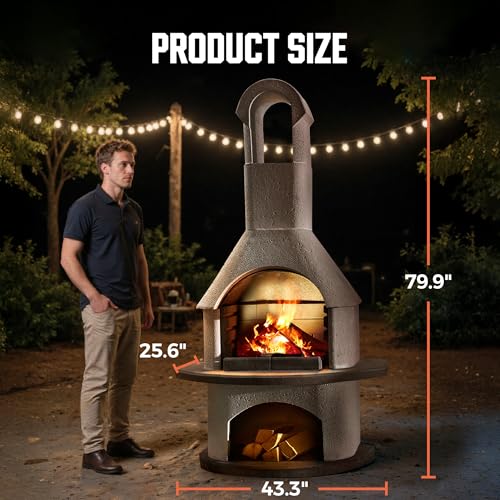 79.9”H Concrete Outdoor Fireplace with Grill