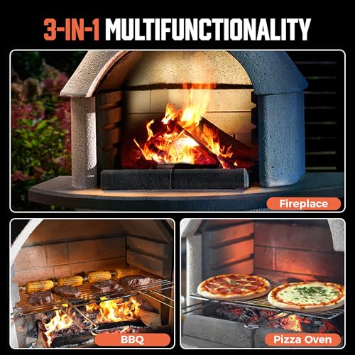 79.9”H Concrete Outdoor Fireplace with Grill