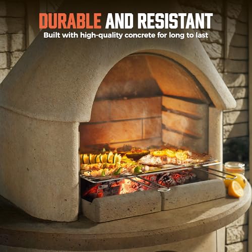 79.9”H Concrete Outdoor Fireplace with Grill