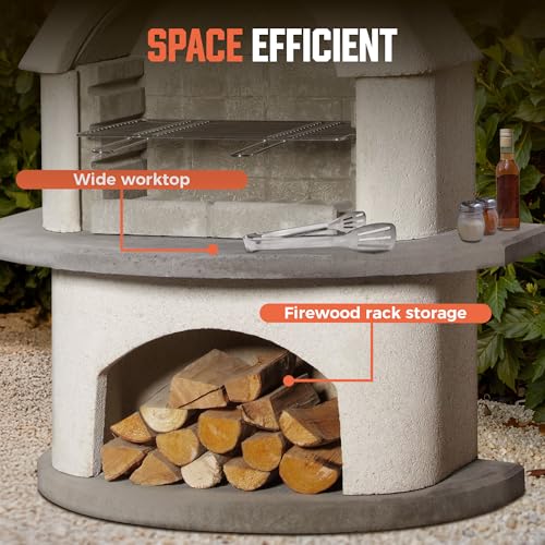 79.9”H Concrete Outdoor Fireplace with Grill