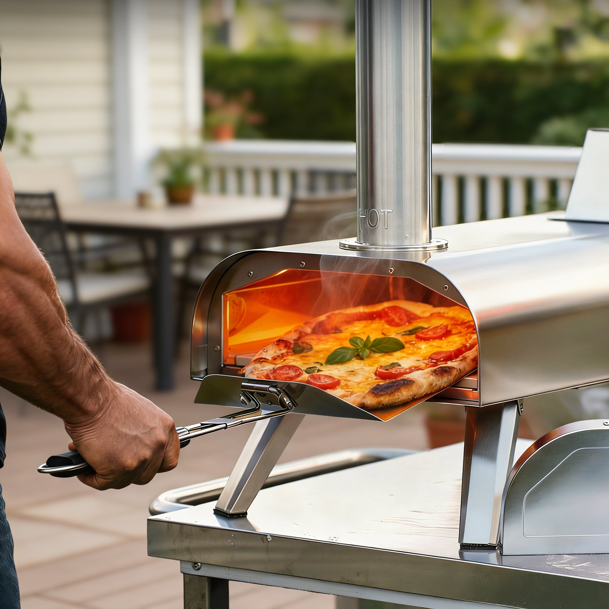 12 Inch Perforated Pizza Peel Foldable Handle Big Horn