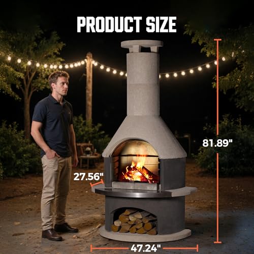 81.9”H Concrete  Outdoor Fireplace with Grill
