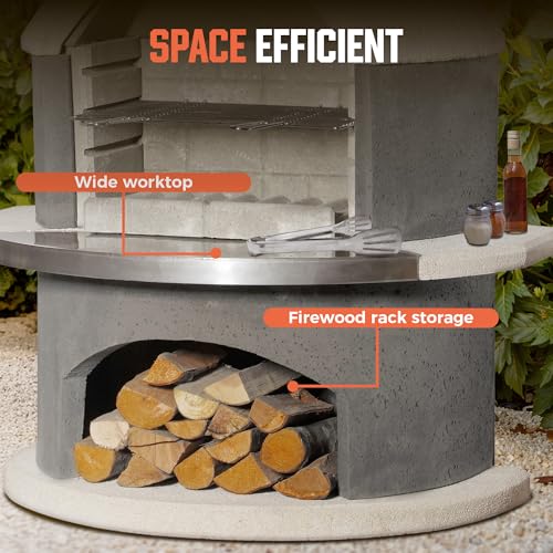 81.9”H Concrete  Outdoor Fireplace with Grill