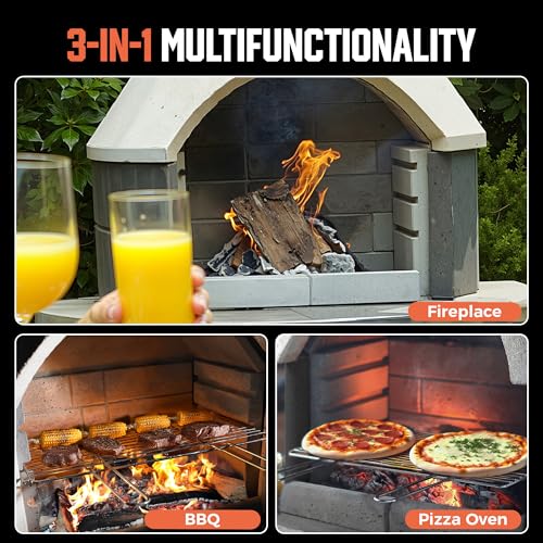 81.9”H Concrete  Outdoor Fireplace with Grill
