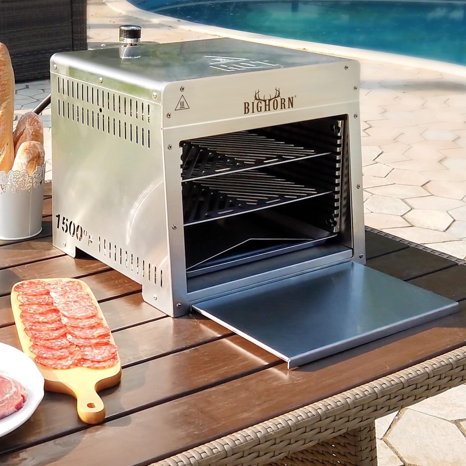 1500℉ Infrared Steak Grill, Portable Propane Gas Grill, Stainless Steel