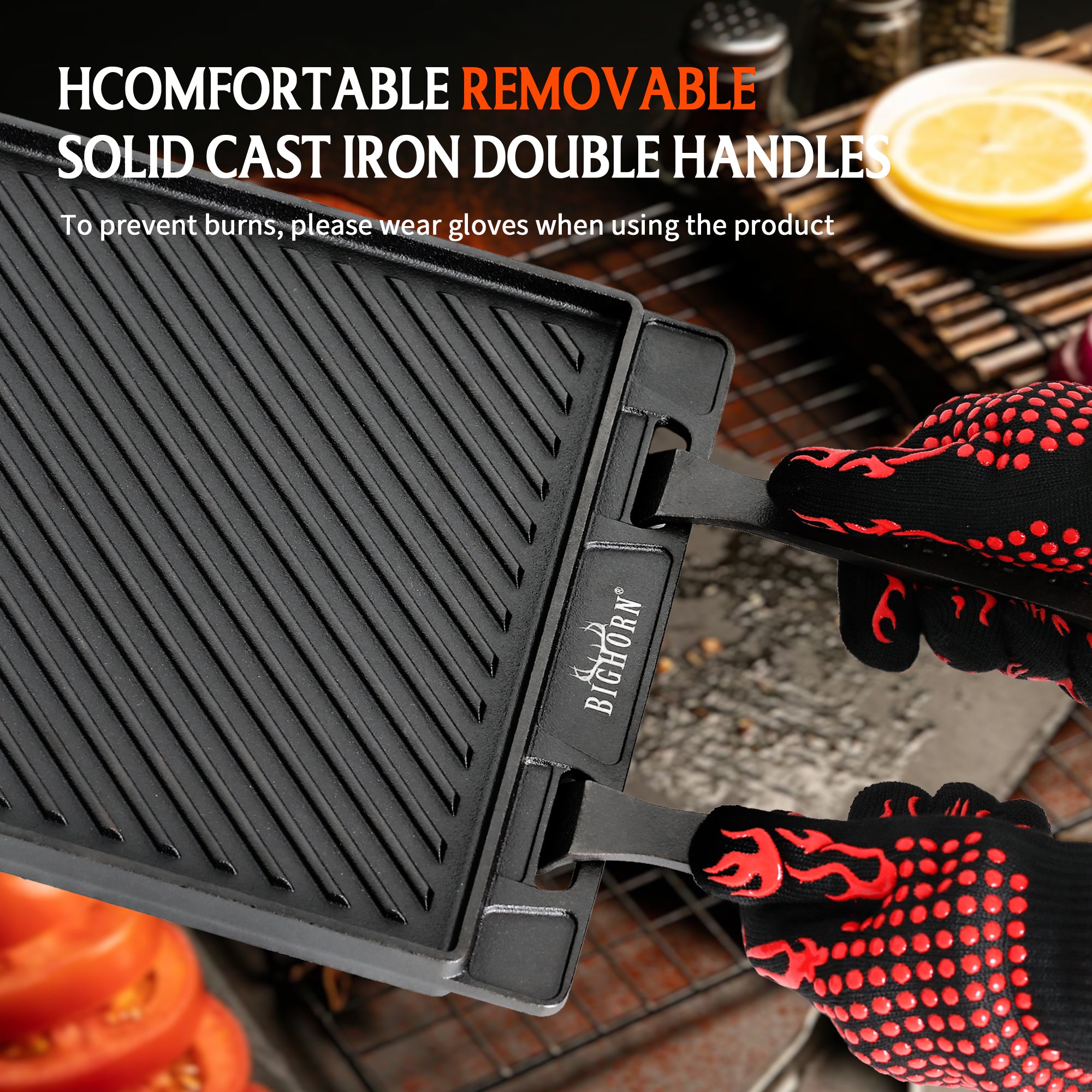 Reversible Cast Iron Grill Griddle Plate