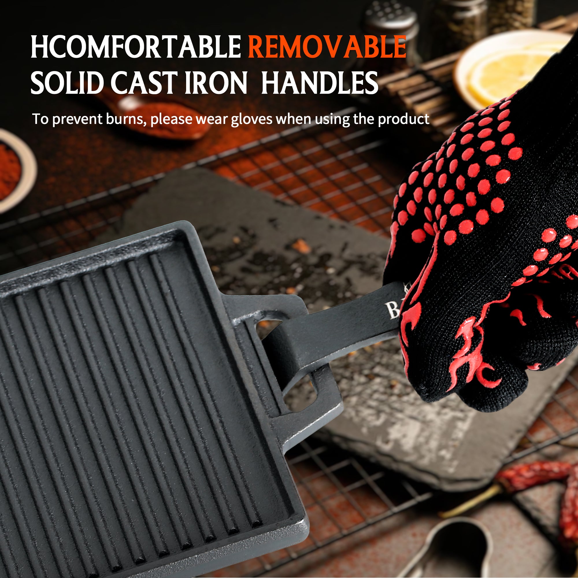 Reversible Cast Iron Grill Griddle Plate