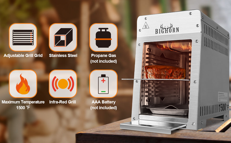 Newhai Propan Steak Broiler – 760 °C, Tragbarer Gas-Grill Für Outdoor, Edelstahl