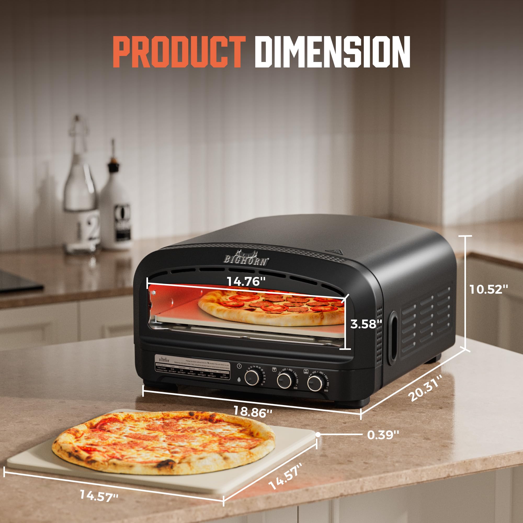 14" Indoor Electric Countertop Pizza Oven with 6 Modes, Black