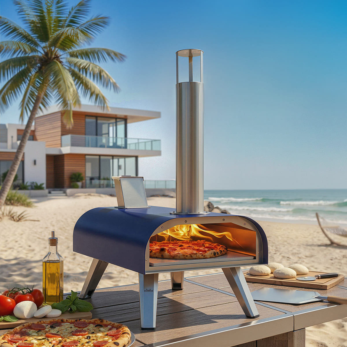 12” Triple-Fuel Pizza Oven – Wood Pellet, Gas & Electric Compatible