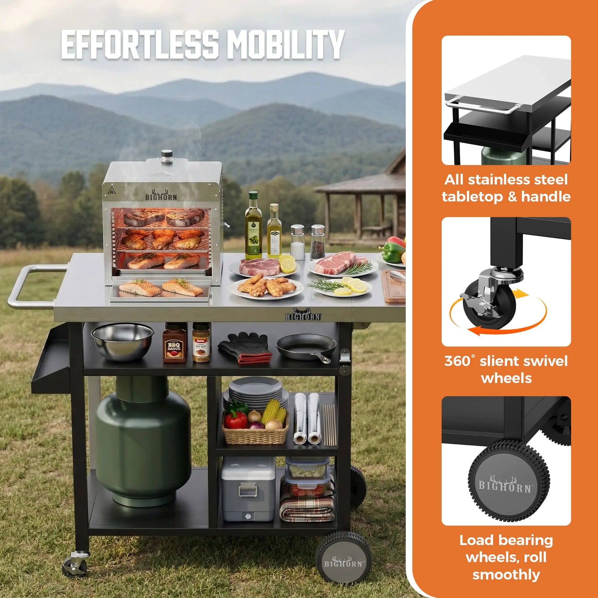 Outdoor Grill Cart & Pizza Oven Table